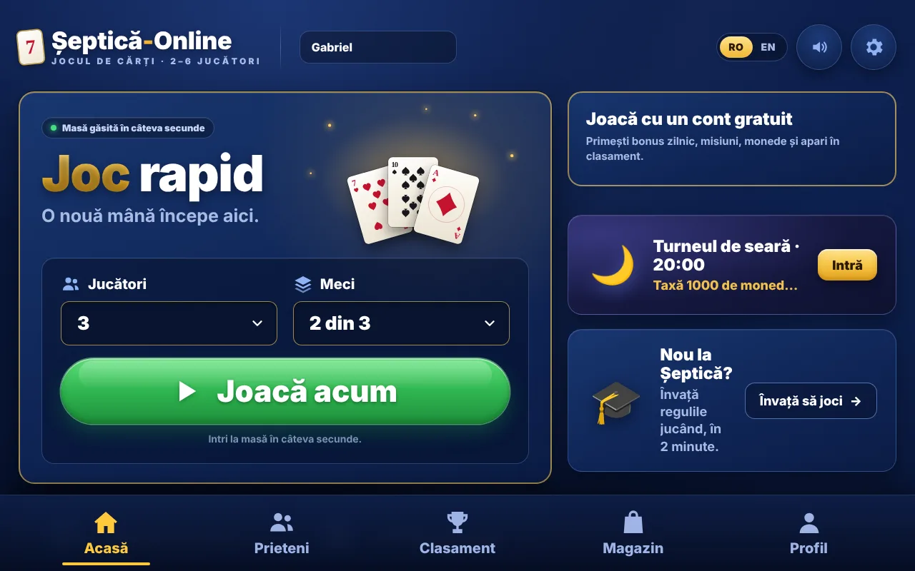 O mână de Șeptică în 4 jucători